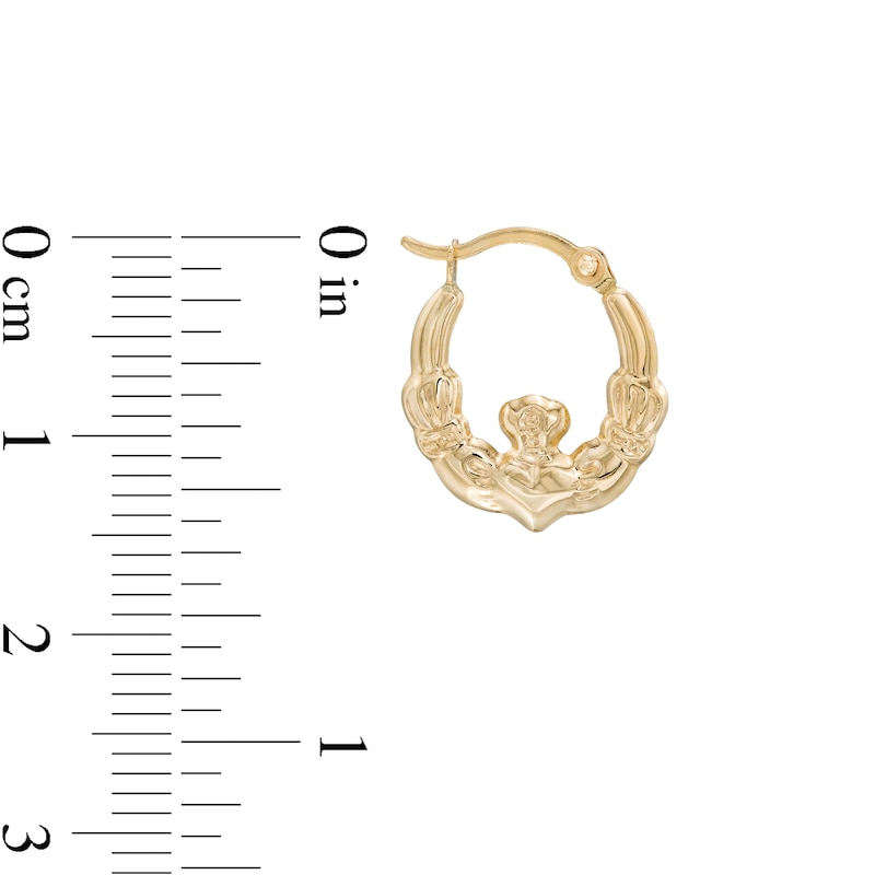 Child's Hollow Claddagh Hoop Earrings in 14K Gold