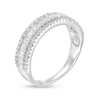 Thumbnail Image 1 of Baguette and Round Cubic Zirconia Triple Row Ring in Solid Sterling Silver - Size 8
