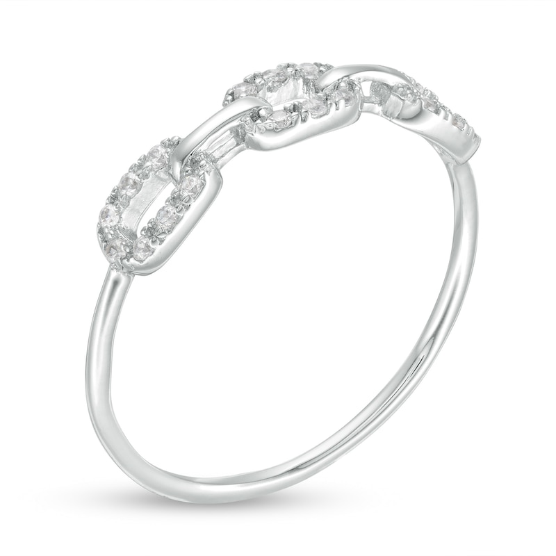 Cubic Zirconia Oval Chain Link Trio Ring in Sterling Silver - Size 6