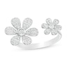 Thumbnail Image 0 of Cubic Zirconia Double Flower Wrap Ring in Sterling Silver - Size 6