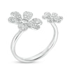 Thumbnail Image 1 of Cubic Zirconia Double Flower Wrap Ring in Sterling Silver - Size 6