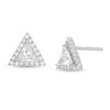 Thumbnail Image 0 of 5mm Trillion-Cut Cubic Zirconia Frame Stud Earrings in Sterling Silver