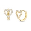 Thumbnail Image 0 of Child's Cubic Zirconia Heart Huggie Hoop Earrings in 10K Gold