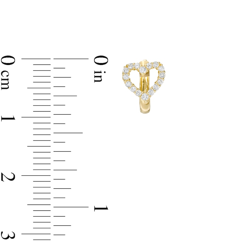 Child's Cubic Zirconia Heart Huggie Hoop Earrings in 10K Gold