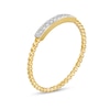 Thumbnail Image 1 of Cubic Zirconia Bar Bead Ring in 10K Gold - Size 7