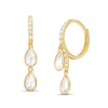 Thumbnail Image 0 of Pear-Shaped Cubic Zirconia Teardrop Dangle Huggie Hoop Earrings in 10K Gold