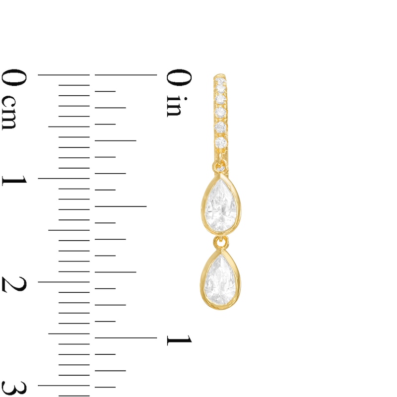 Pear-Shaped Cubic Zirconia Teardrop Dangle Huggie Hoop Earrings in 10K Gold
