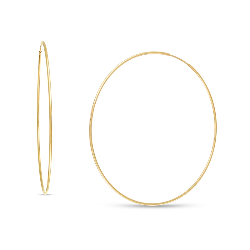 Continuous 70mm Hollow Hoop Earrings in 10K Gold