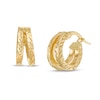 Thumbnail Image 0 of Made in Italy Diamond-Cut Split Row Hoop Earrings in 10K Gold Tube
