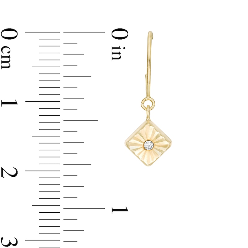 Cubic Zirconia Square Dangle Drop Earrings in 10K Gold