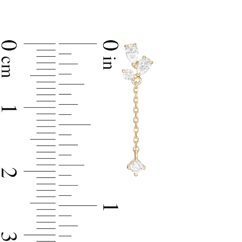 Multi-Shape Cubic Zirconia Chain Drop Earrings in 10K Gold