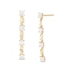 Thumbnail Image 0 of Cubic Zirconia and Diamond-Cut Square Dangle Drop Earrings in 10K Gold