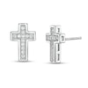 Thumbnail Image 0 of Cubic Zirconia Cross Stud Earrings in Sterling Silver