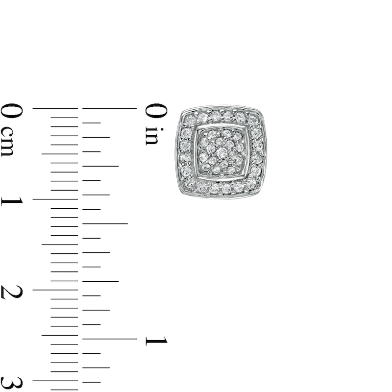 Cubic Zirconia Composite Cushion-Shaped Frame Stud Earrings in Sterling Silver