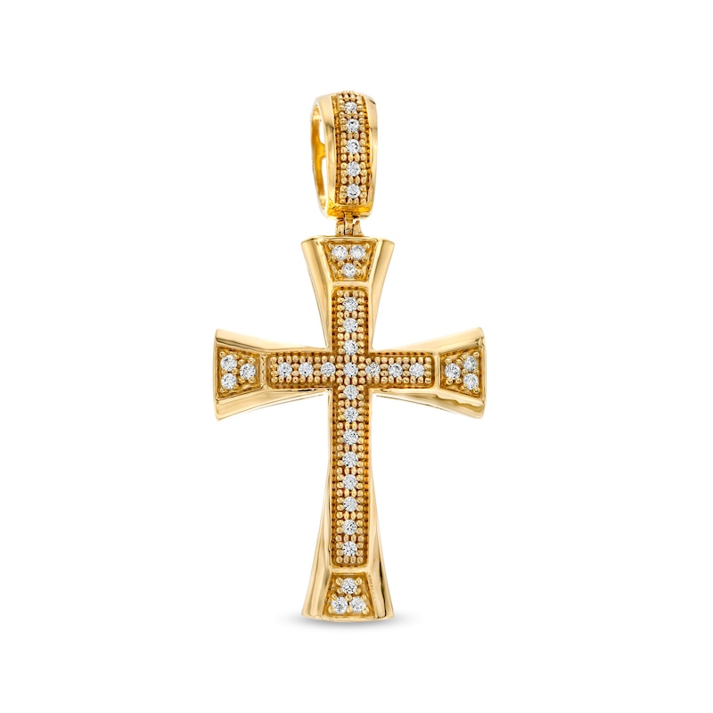 Cubic Zirconia Vintage-Style Cross Necklace Charm in 10K Gold