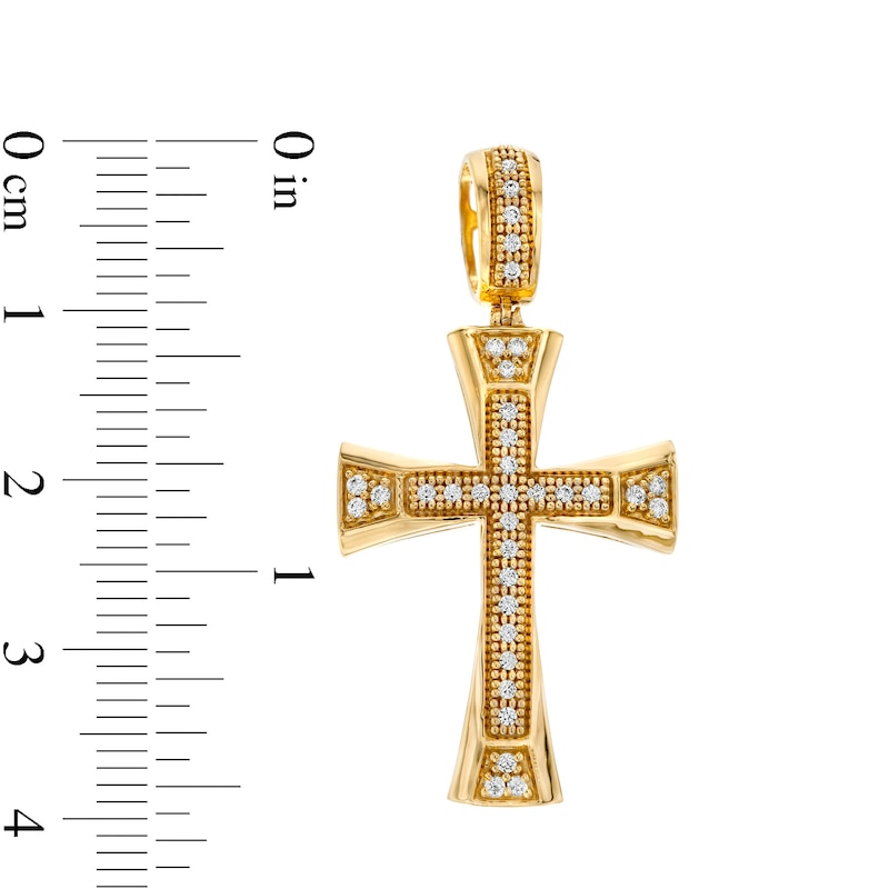Cubic Zirconia Vintage-Style Cross Necklace Charm in 10K Gold