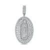 Thumbnail Image 0 of Cubic Zirconia Guadalupe Oval Frame Medallion Charm Pendant in Sterling Silver