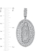 Thumbnail Image 1 of Cubic Zirconia Guadalupe Oval Frame Medallion Charm Pendant in Sterling Silver