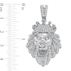 Thumbnail Image 1 of Cubic Zirconia Crowned Lion Head Necklace Charm in Solid Sterling Silver