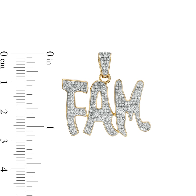 1/5 CT. T.W. Diamond "FAM" Necklace Charm in Sterling Silver with 14K Gold Plate