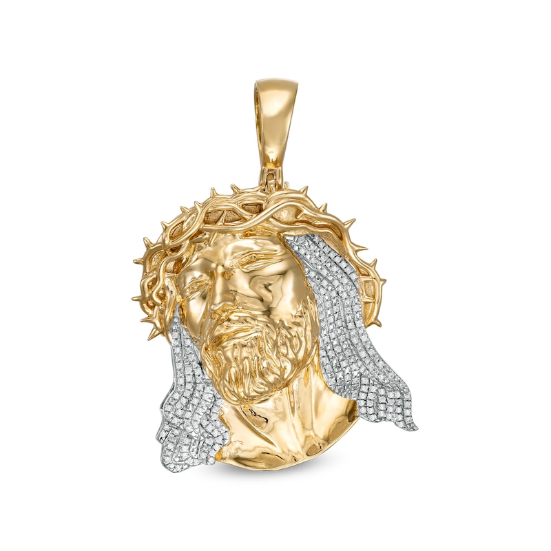 1/5 CT. T.W. Diamond Jesus Head Necklace Charm in Sterling Silver with 14K Gold Plate