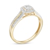 Thumbnail Image 1 of 1/4 CT. T.W. Composite Diamond Cushion-Shaped Frame Double Row Ring in 10K Gold