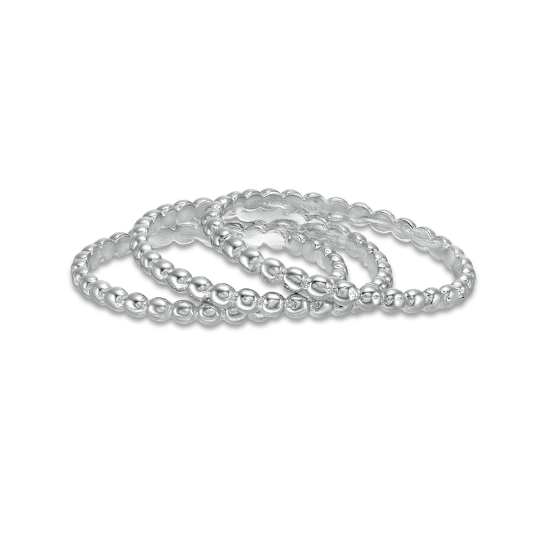 Beaded Stackable Band Set in Sterling Silver – Size 6