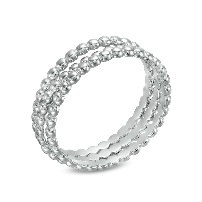 Beaded Stackable Band Set in Sterling Silver – Size 6