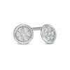 Thumbnail Image 0 of Cubic Zirconia 4.76mm Flower Cluster with Polished Frame Disc Stud Earrings in Sterling Silver