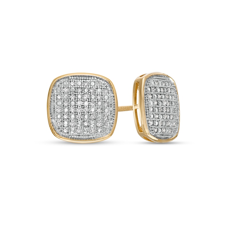 1/5 CT. C.T. Cushion Composite Diamond Stud Earrings in 10K Gold - XL Post