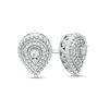 Thumbnail Image 0 of 1/20 CT. T.W. Pear-Shaped Composite Diamond Beaded Double Frame Vintage-Style Stud Earrings in Sterling Silver