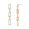 Thumbnail Image 0 of 1/6 CT. T.W. Diamond Paper Clip Link Linear Drop Earrings in 14K Gold Over Silver