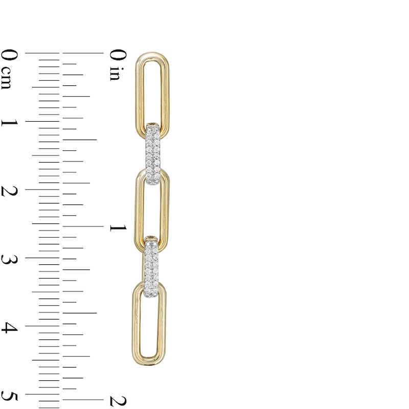 1/6 CT. T.W. Diamond Paper Clip Link Linear Drop Earrings in 14K Gold Over Silver