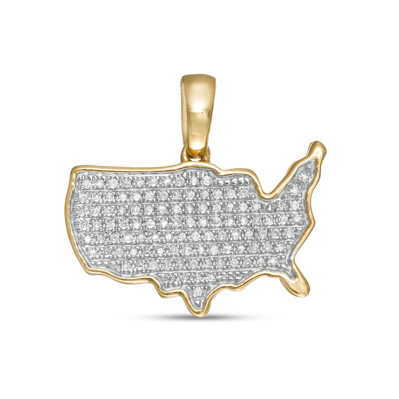 1/6 CT. T.W. Diamond Pavé United States of America Necklace Charm in 10K Gold