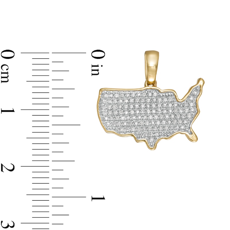 1/6 CT. T.W. Diamond Pavé United States of America Necklace Charm in 10K Gold