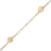 Thumbnail Image 0 of Made in Italy Crystal Bead and Mirror Hearts Dangle Station Anklet in 10K Solid Gold - 10"