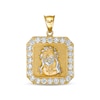 Thumbnail Image 0 of Cubic Zirconia Frame Jesus Head Octagonal Two-Tone Necklace Charm in 10K Gold