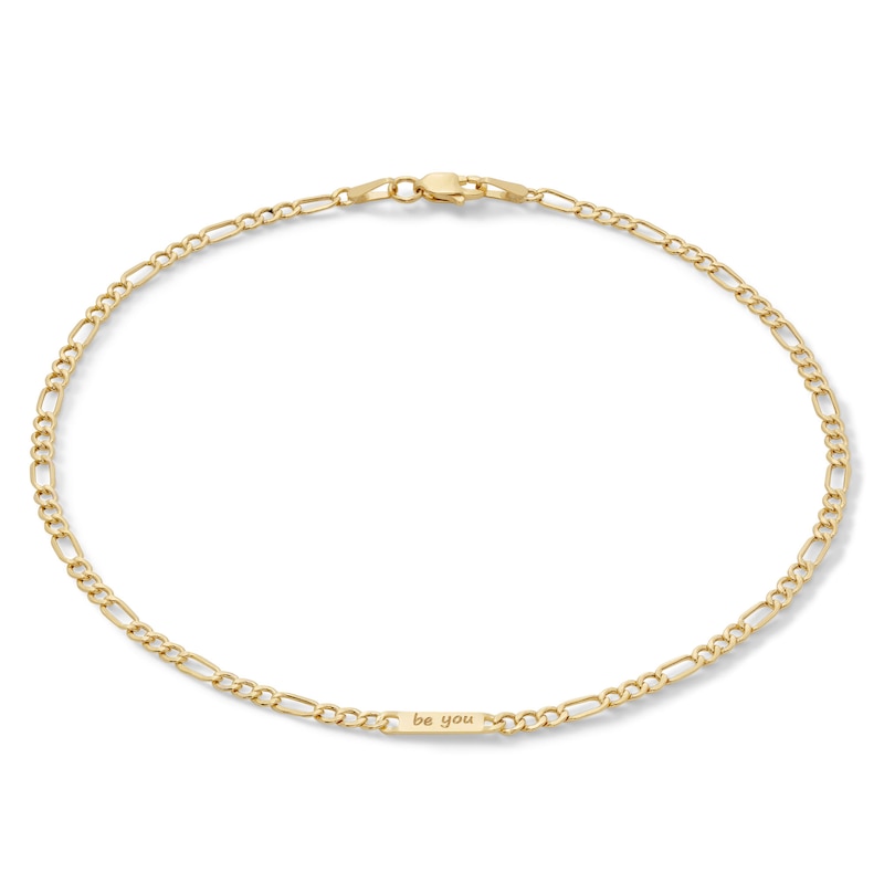 10K Hollow Gold "be you" Figaro Chain Anklet