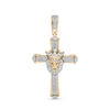 Thumbnail Image 0 of 1/2 CT. T.W. Diamond and Lab-Created Ruby Crowned Lion Cross Necklace Charm in 10K Gold
