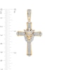 Thumbnail Image 1 of 1/2 CT. T.W. Diamond and Lab-Created Ruby Crowned Lion Cross Necklace Charm in 10K Gold