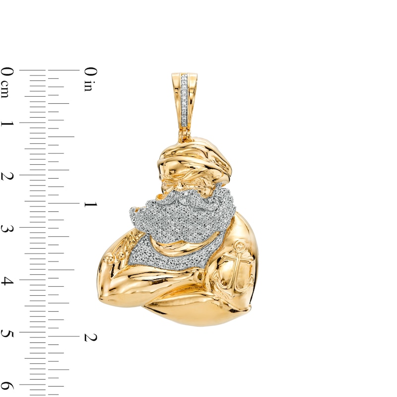 1/3 CT. T.W. Diamond Tough Guy Necklace Charm in 14K Gold Over Silver