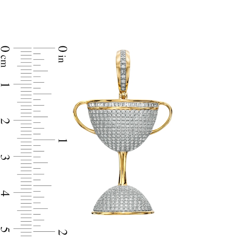 1 CT. T.W. Baguette and Round Diamond Trophy Cup Necklace Charm in 14K Gold Over Silver