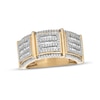 Thumbnail Image 0 of 1 CT. T.W. Baguette and Round Diamond Multi-Row Divided Stepped Edge Band in 10K Gold