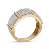 Thumbnail Image 1 of 1 CT. T.W. Baguette and Round Diamond Multi-Row Divided Stepped Edge Band in 10K Gold