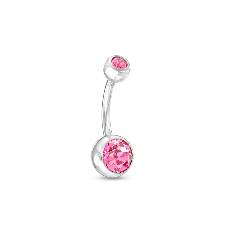Titanium Pink Crystal Belly Button Ring - 14G 7/16"