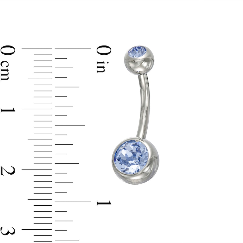 Titanium Blue Crystal Belly Button Ring - 14G 7/16"