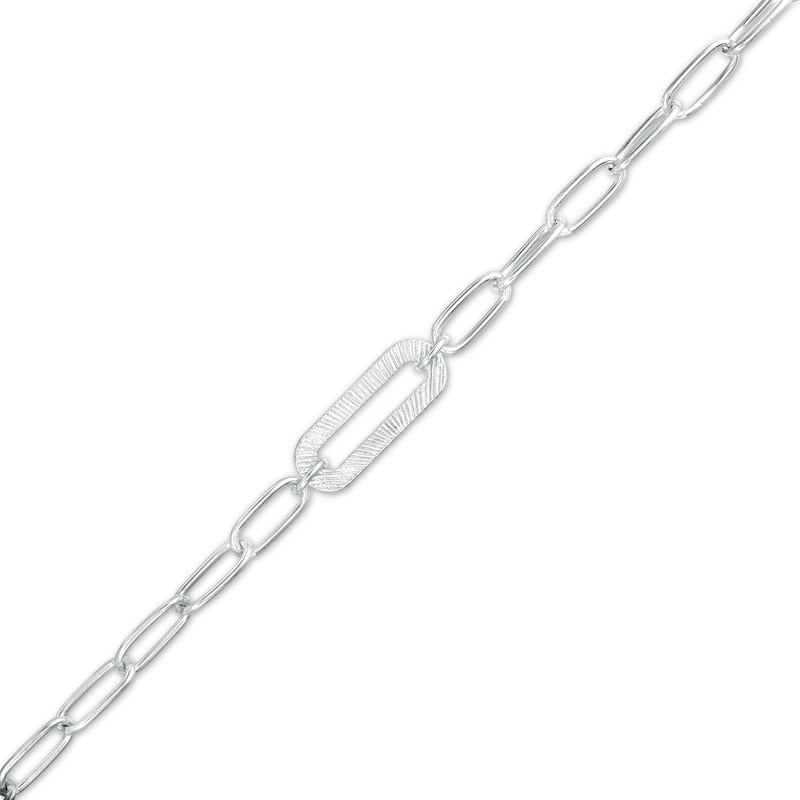 3mm Oval Link Paper Clip Chain Bracelet in Solid Sterling Silver - 7.5"