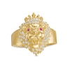 Thumbnail Image 0 of Lab-Created Ruby and White Cubic Zirconia Lion Head with Crown Ring in 10K Gold - Size 10