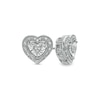 Thumbnail Image 0 of 1/10 CT. T.W. Diamond Trio Frame and Outer Edge Vintage-Style Heart Stud Earrings in Sterling Silver