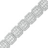 Thumbnail Image 0 of Baguette and Round Cubic Zirconia Cluster Octagonal Frame Bracelet in Solid Sterling Sliver - 8.3"